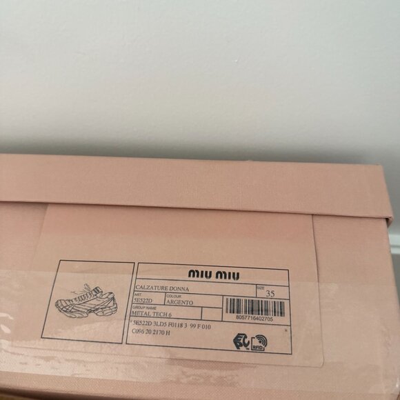 NWT Miu Miu Low Top Sneakers Metallic Silver Chunky Rubber Sole Stitching - Picture 3 of 11